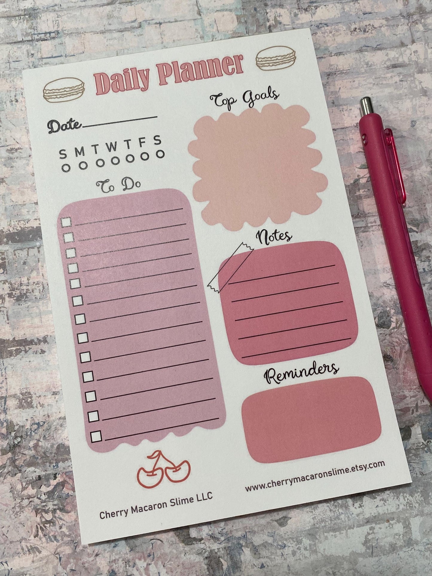 Pink Daily Planner Notepad